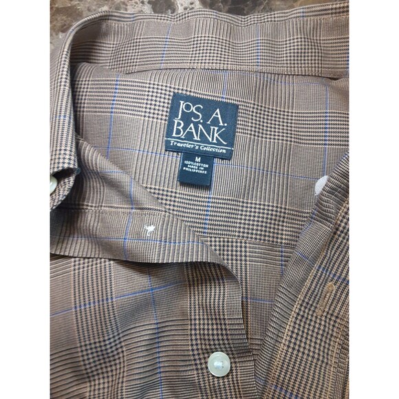 Jos A Bank Traveler's Collection Men's Brown Dress Shirt Size M 100% Cotton - Picture 10 of 13